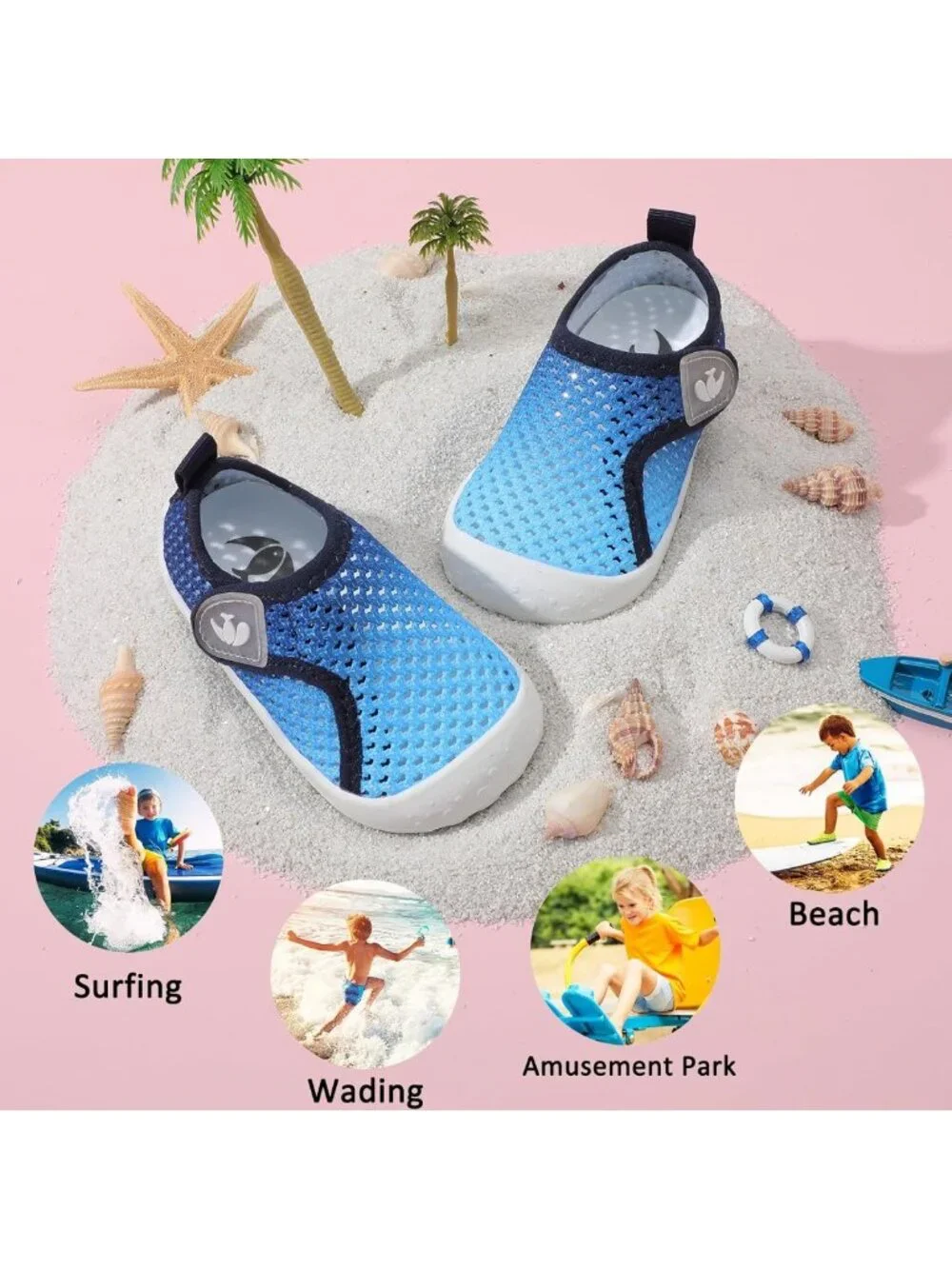 Wide Baby Water Shoes for Boys & Girls - Quick-Dry Aqua Socks for Beach & Pool